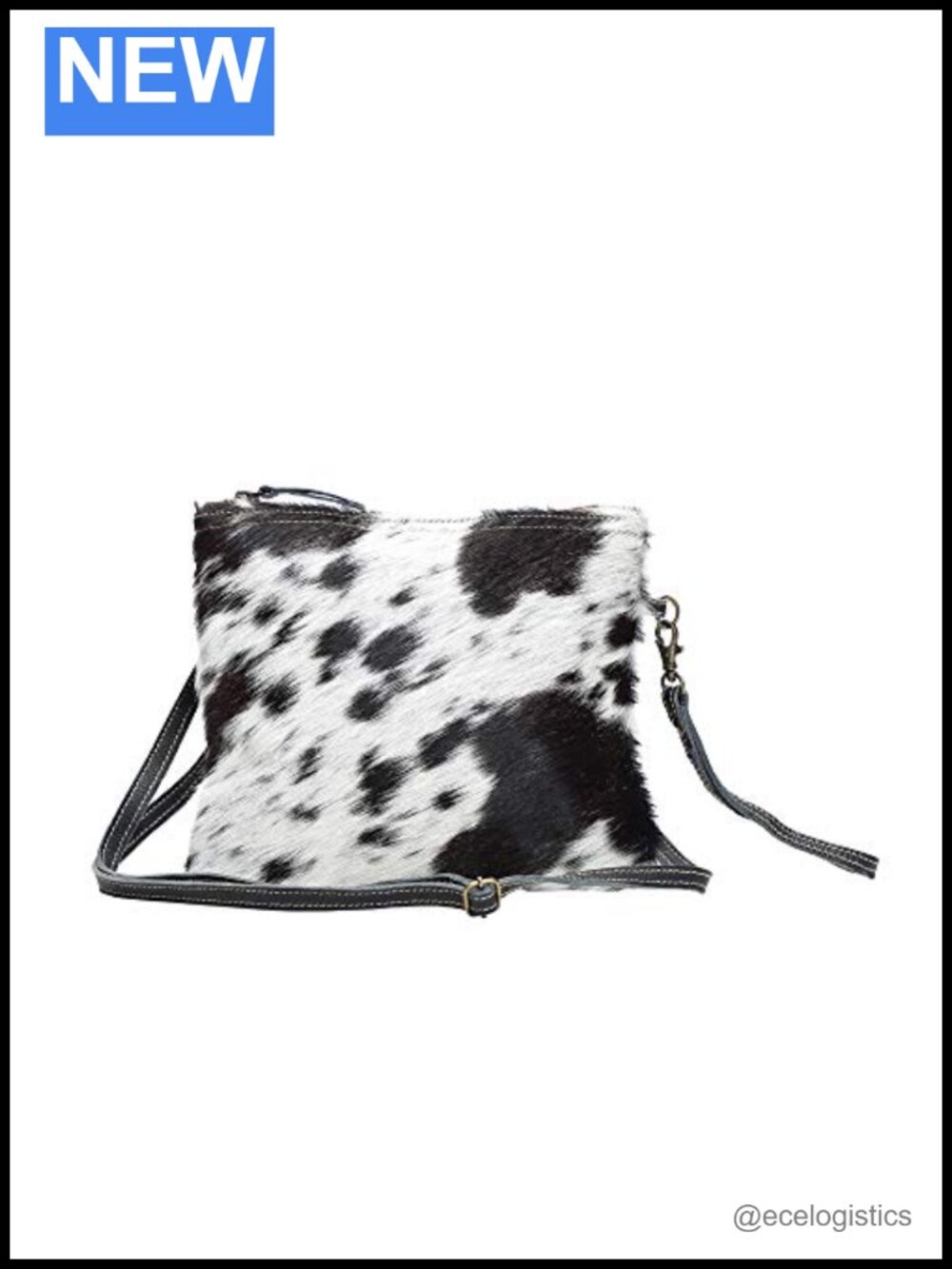 Genuine Cowhide Crossbody Bag with Leather Strap - Small Wristlet Purse